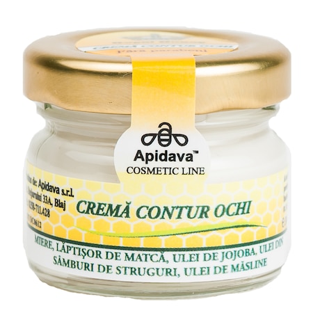 Crema contur ochi Apidava cu miere, ulei de Jojoba si laptisor de matca, 30 ml