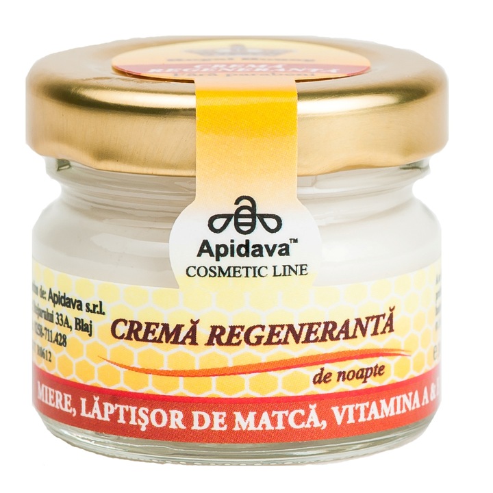 Crema regeneranta de noapte Apidava cu miere, laptisor de matca si vitamina A, 30 ml