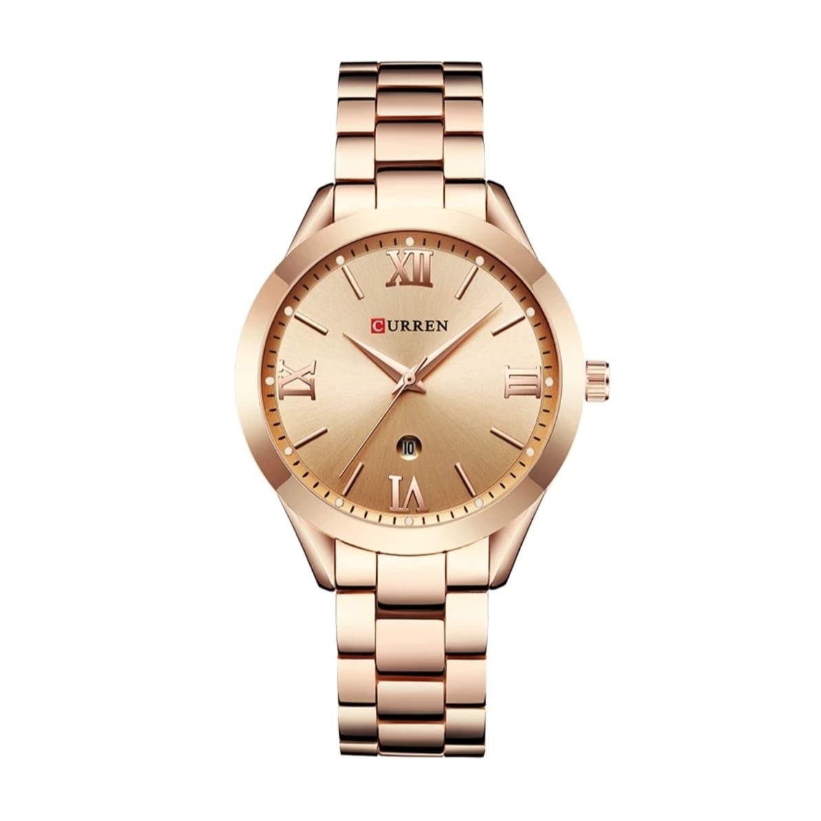 Ceas dama Curren Blanche C9007LRG afisaj data indici fosforescenti bratara auriu rose