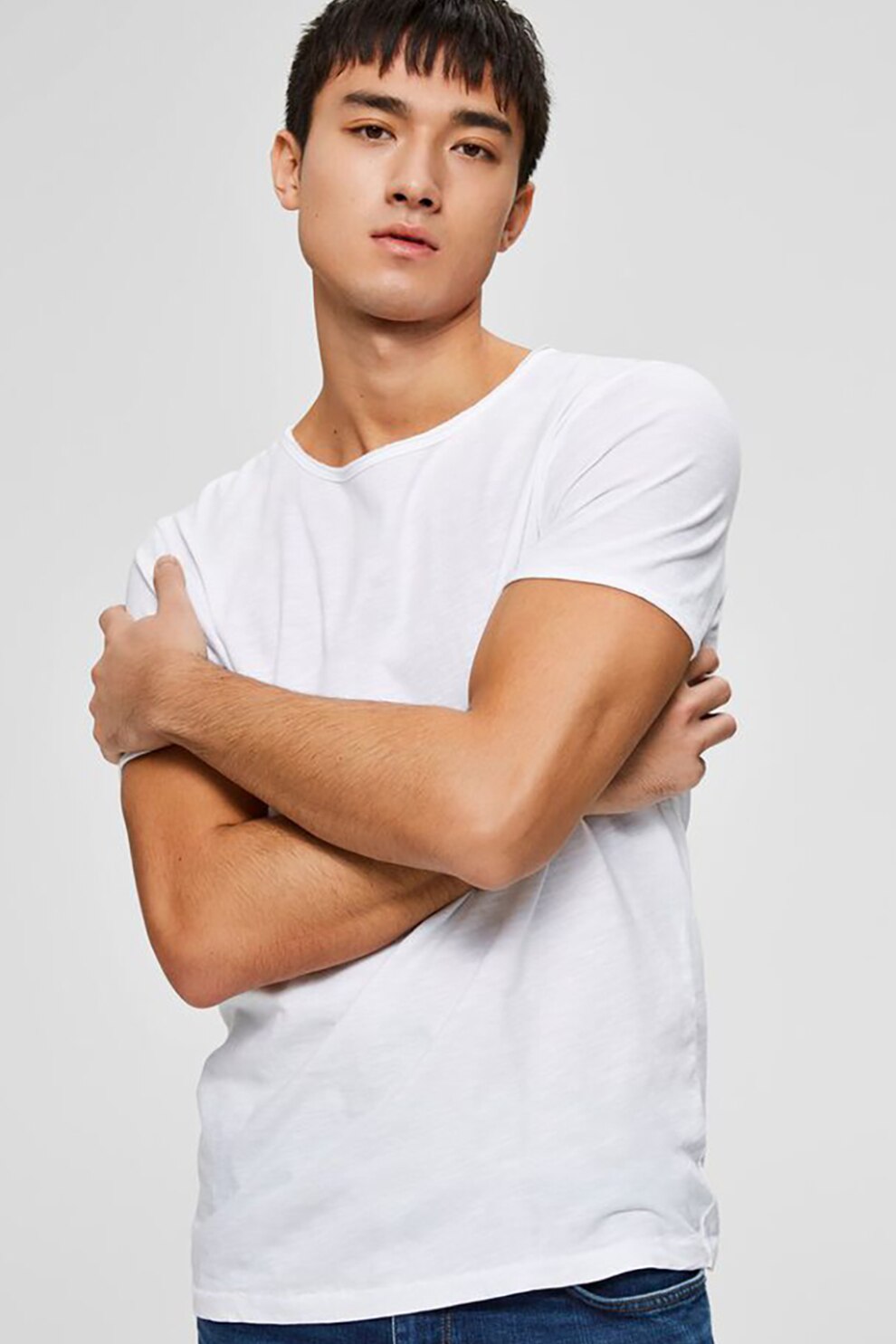 Selected Homme, Tricou regular fit din amestec de bumbac organic, Alb