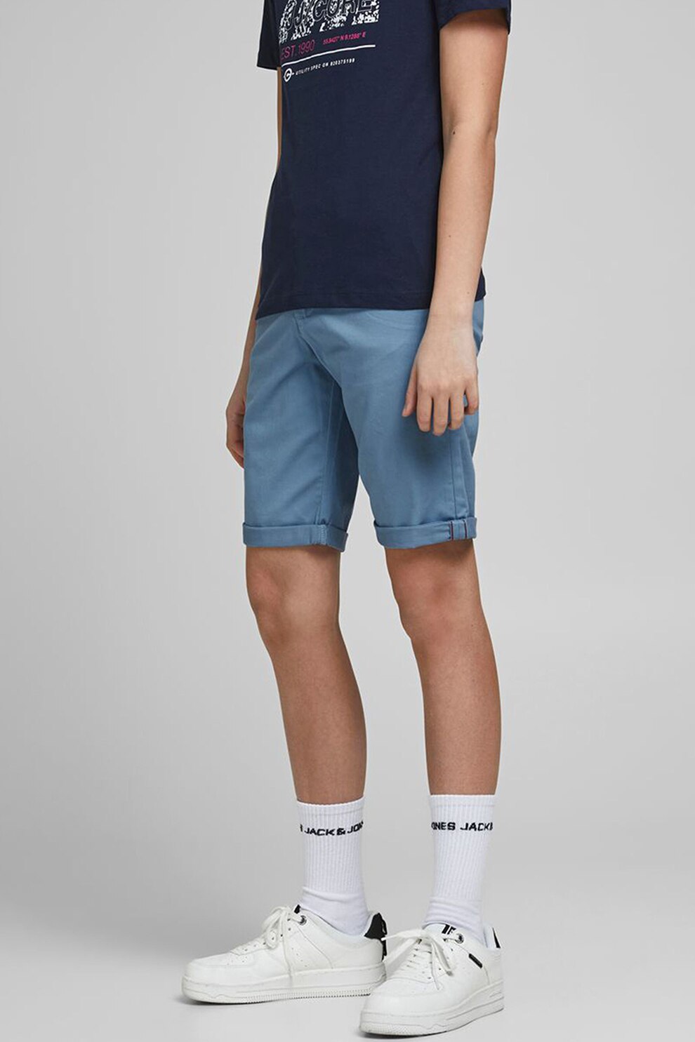 Jack&Jones, Pantaloni scurti chino, Albastru lavanda