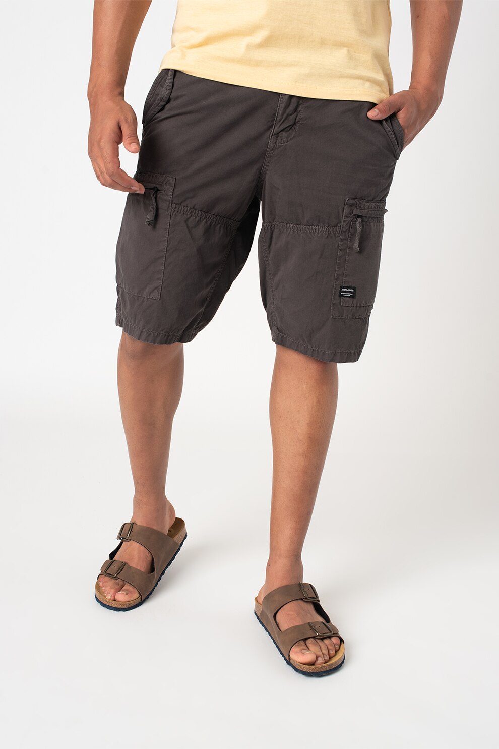 Jack&Jones, Bermude cargo din bumbac Noah, Gri antracit