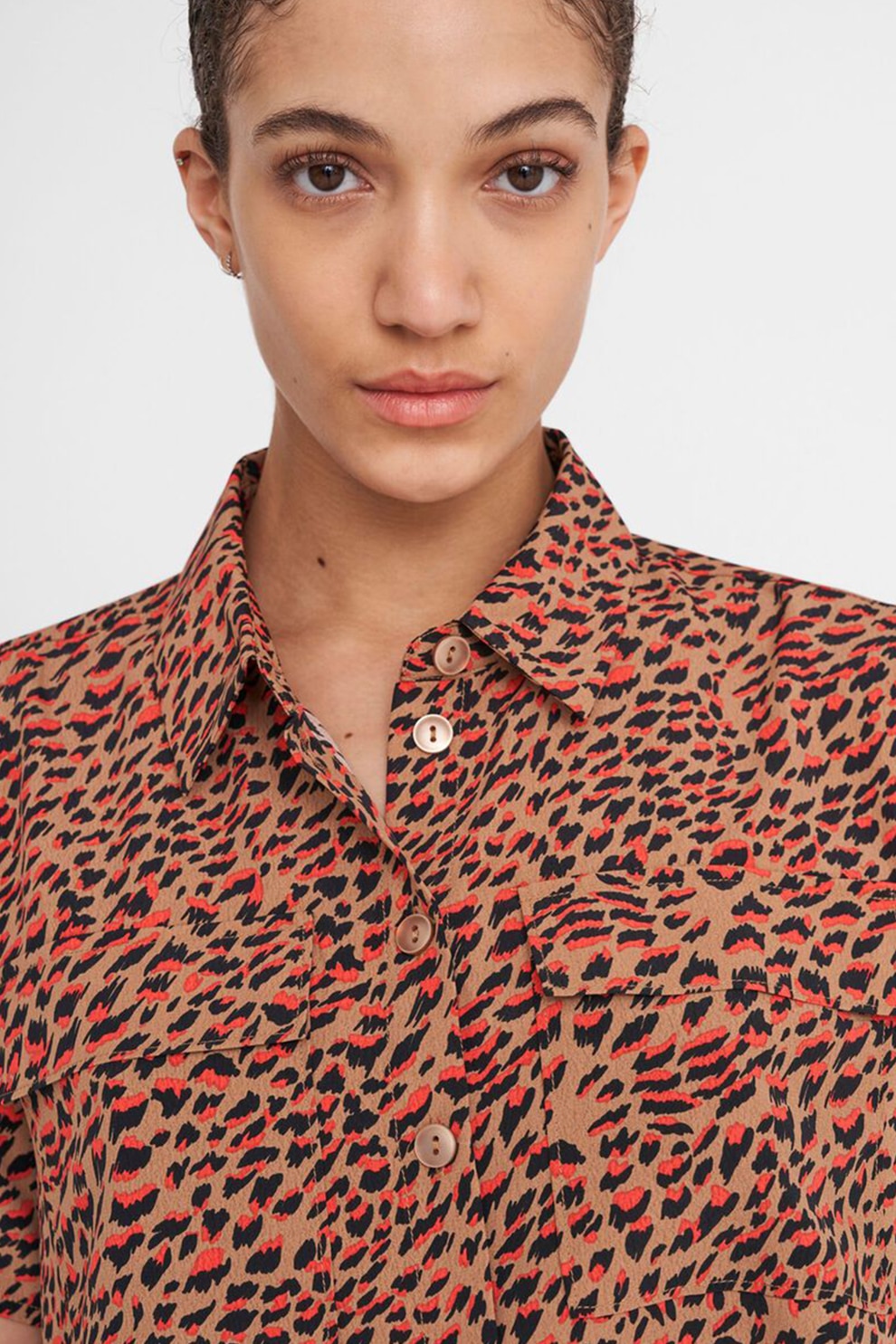 Noisy May, Camasa crop cu imprimeu, Oranj