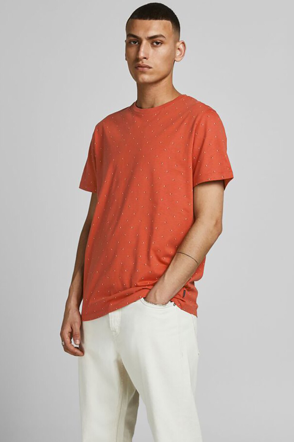 Jack&Jones, Tricou cu decolteu la baza gatului, Oranj mandarina