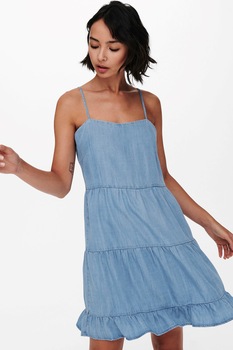 Only, Rochie evazata din material chambray, Albastru lavanda Only, Rochie evazata din material chambray, Albastru lavanda