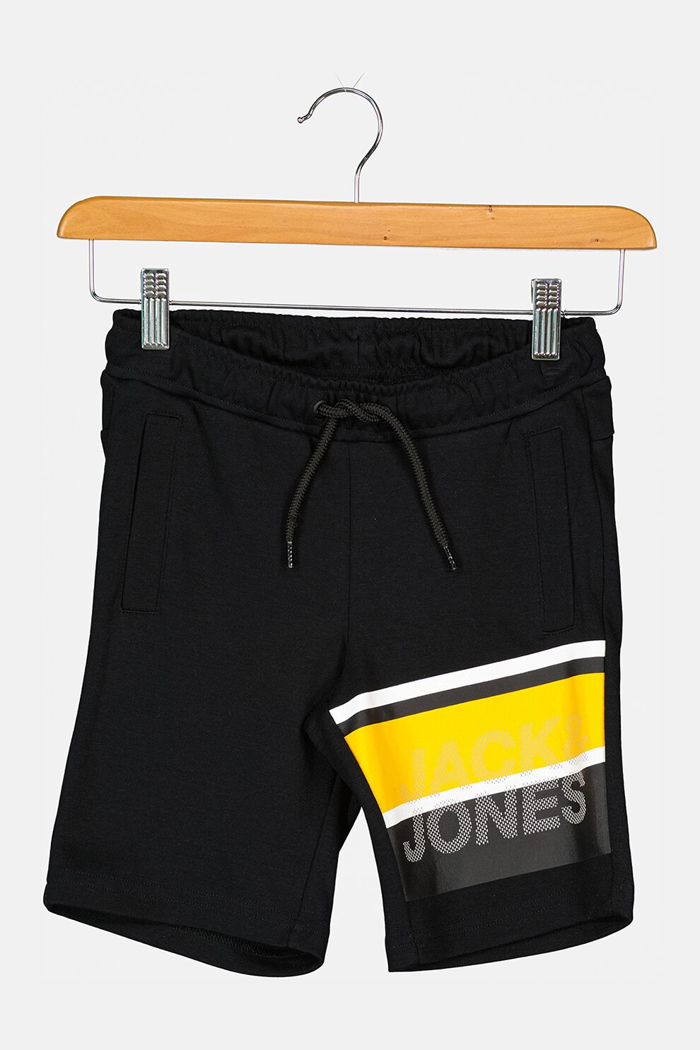 Jack & Jones, Pantaloni scurti cu imprimeu logo, Negru/Alb/Oranj, 176 CM