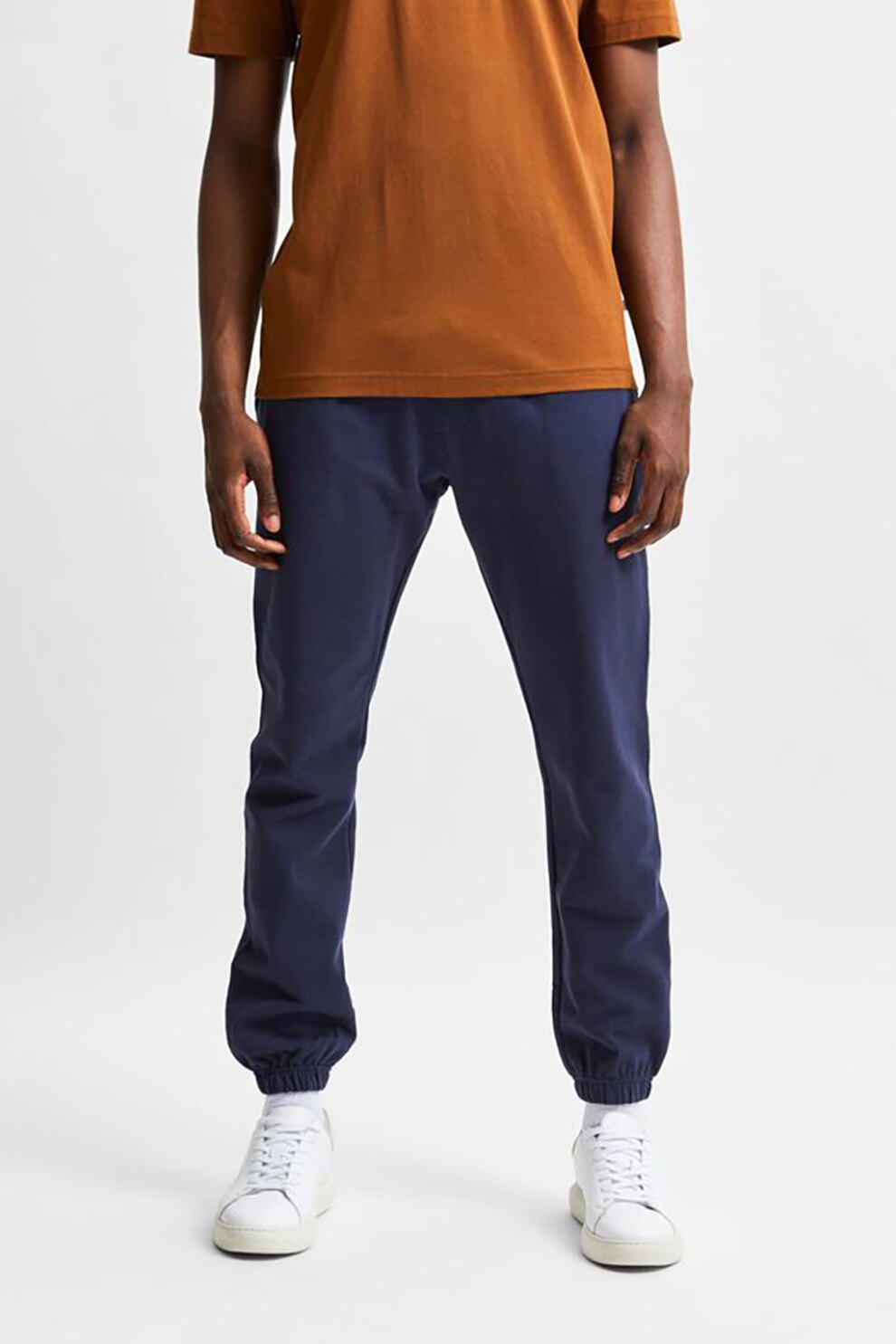 Selected Homme, Pantaloni sport din bumbac organic cu snur de ajustare in talie, Bleumarin