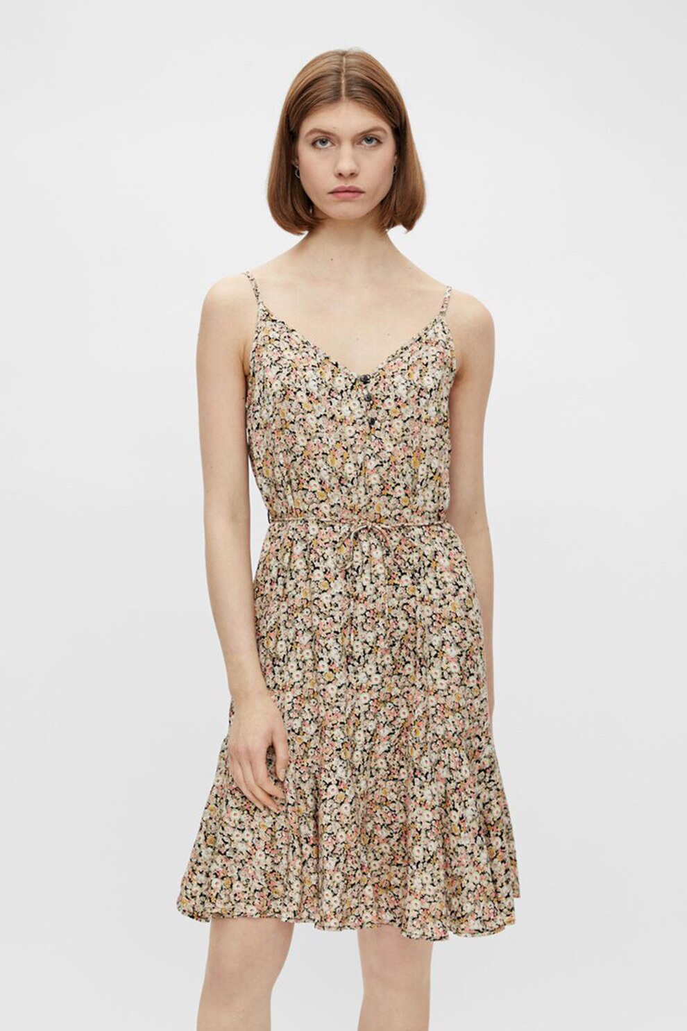 Pieces, Rochie de viscoza Nya, Multicolora