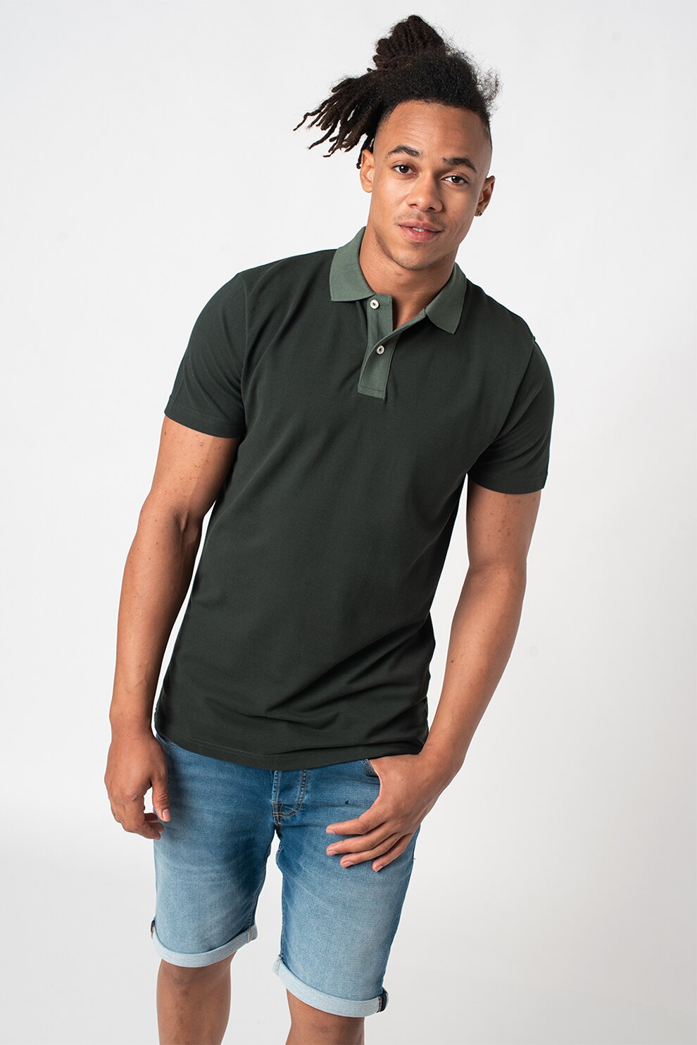 Selected Homme, Tricou polo din bumbac organic Marion, Verde englez