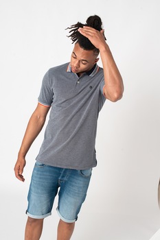 Jack&Jones, Tricou polo cu guler contrastant Neon Polo \, Bleumarin/Alb/Oranj mandarina, S Jack&Jones, Tricou polo cu guler contrastant Neon Polo \, Bleumarin/Alb/Oranj mandarina, S