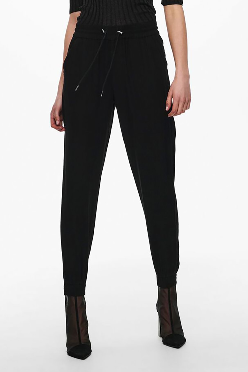 Only, Pantaloni jogger conici cu mansete elastice, Negru