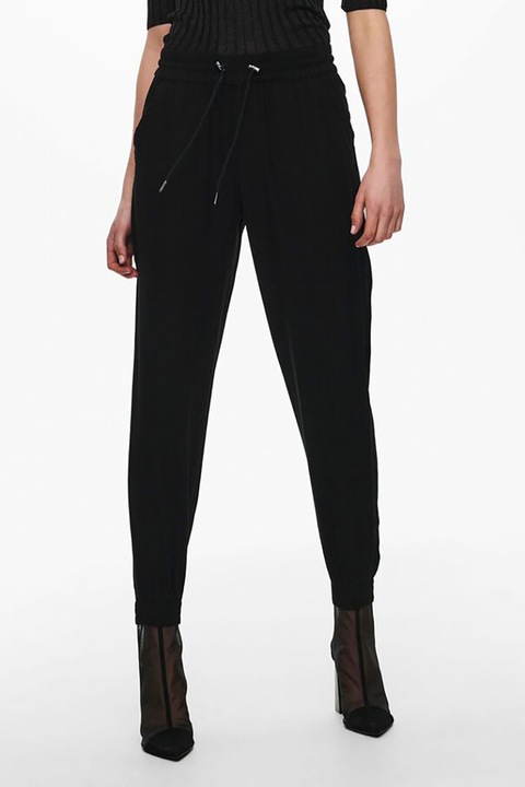 Only, Скосен панталон с ниско дъно и еластични маншети, Черен