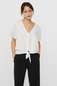 Vero Moda, Camasa cu maneci scurte si prindere frontala Sally, Alb Vero Moda, Camasa cu maneci scurte si prindere frontala Sally, Alb