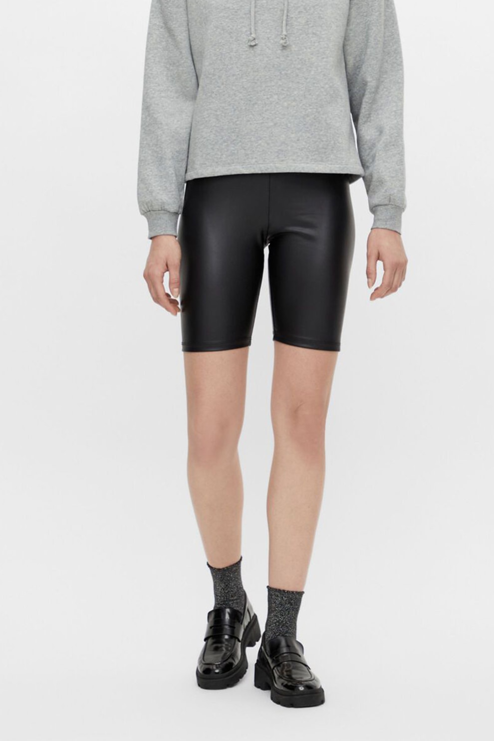 Pieces, Colanti scurti din piele ecologica, Negru