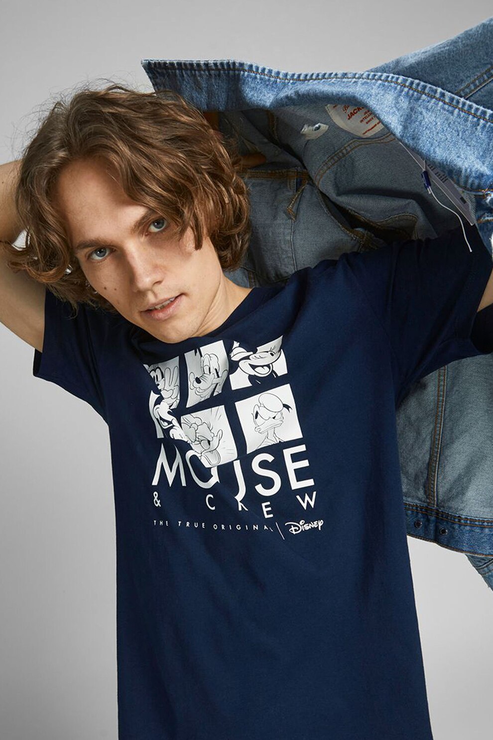 Jack&Jones, Tricou relaxed fit cu imprimeu cu tematica Disney, Bleumarin