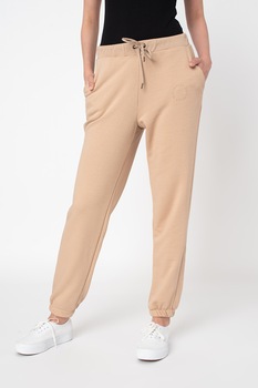 Noisy May, Pantaloni sport din amestec de bumbac organic cu snur de ajustare, Maro camel, L Noisy May, Pantaloni sport din amestec de bumbac organic cu snur de ajustare, Maro camel, L