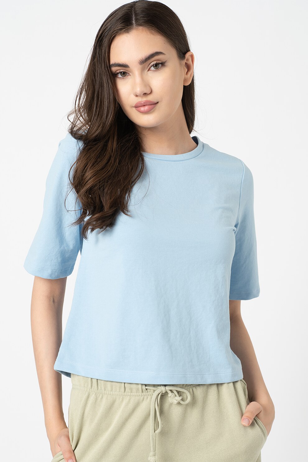Vero Moda, Tricou din amesec de bumbc Octavia, Albastru lavanda