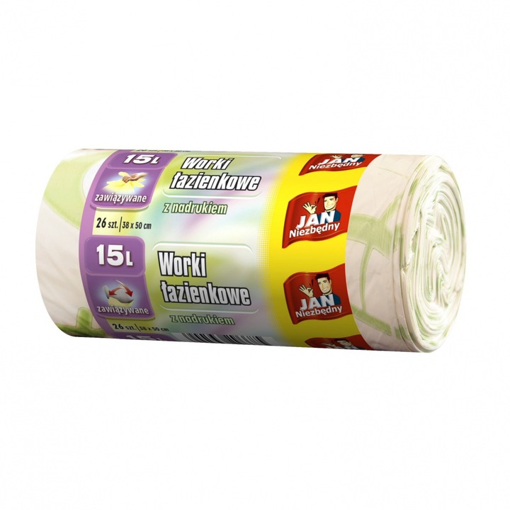 Rola saci menajeri cu snur Jan Niezbedny, Alb, 15L, 26 buc/rola