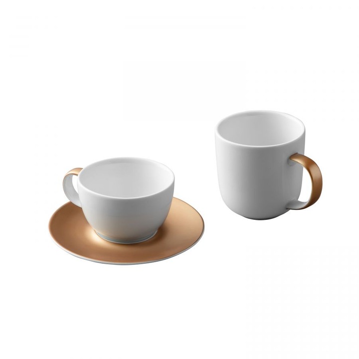 BergHOFF-Gem kávé/tea készlet, porcelán, fehér/arany