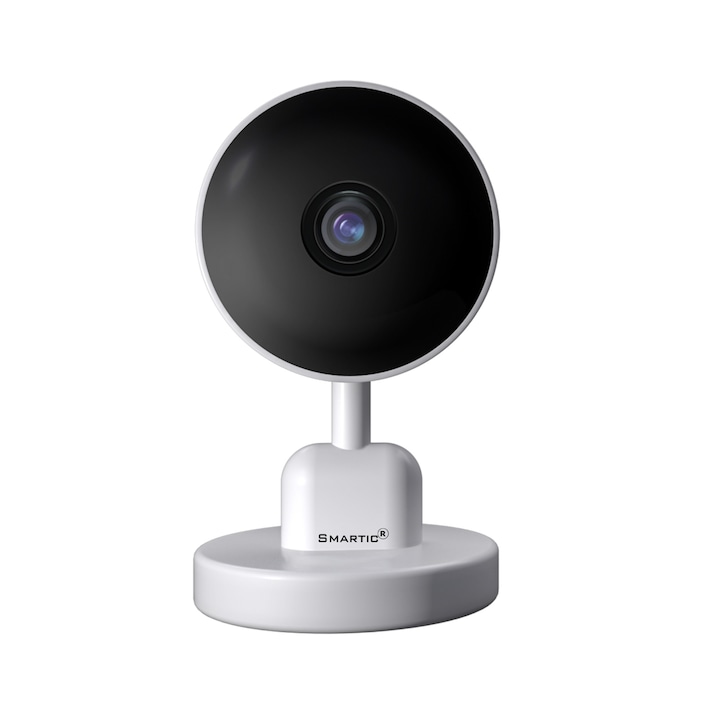 SMARTIC Babafigyelő V1 IP Kamera, 1920 x 1080P HD felbontás, Wi-Fi, Éjszakai látás funkció, Telefonos alkalmazással, Fehér