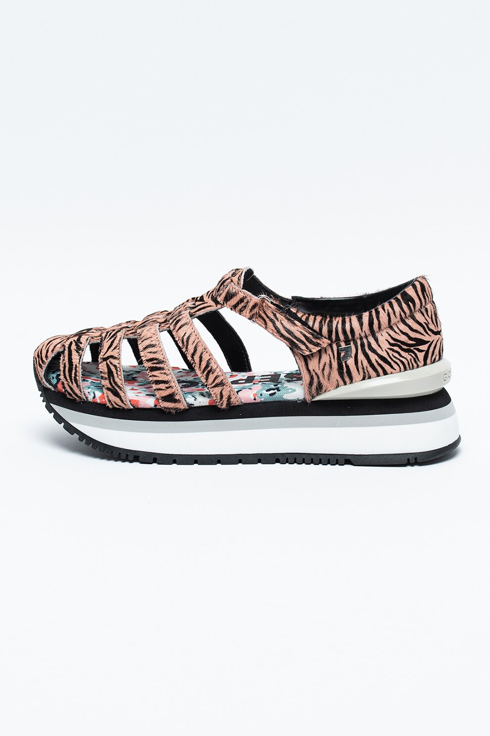 Gioseppo, Sandale flatform din piele Myrtle, Roz prafuit/ Negru