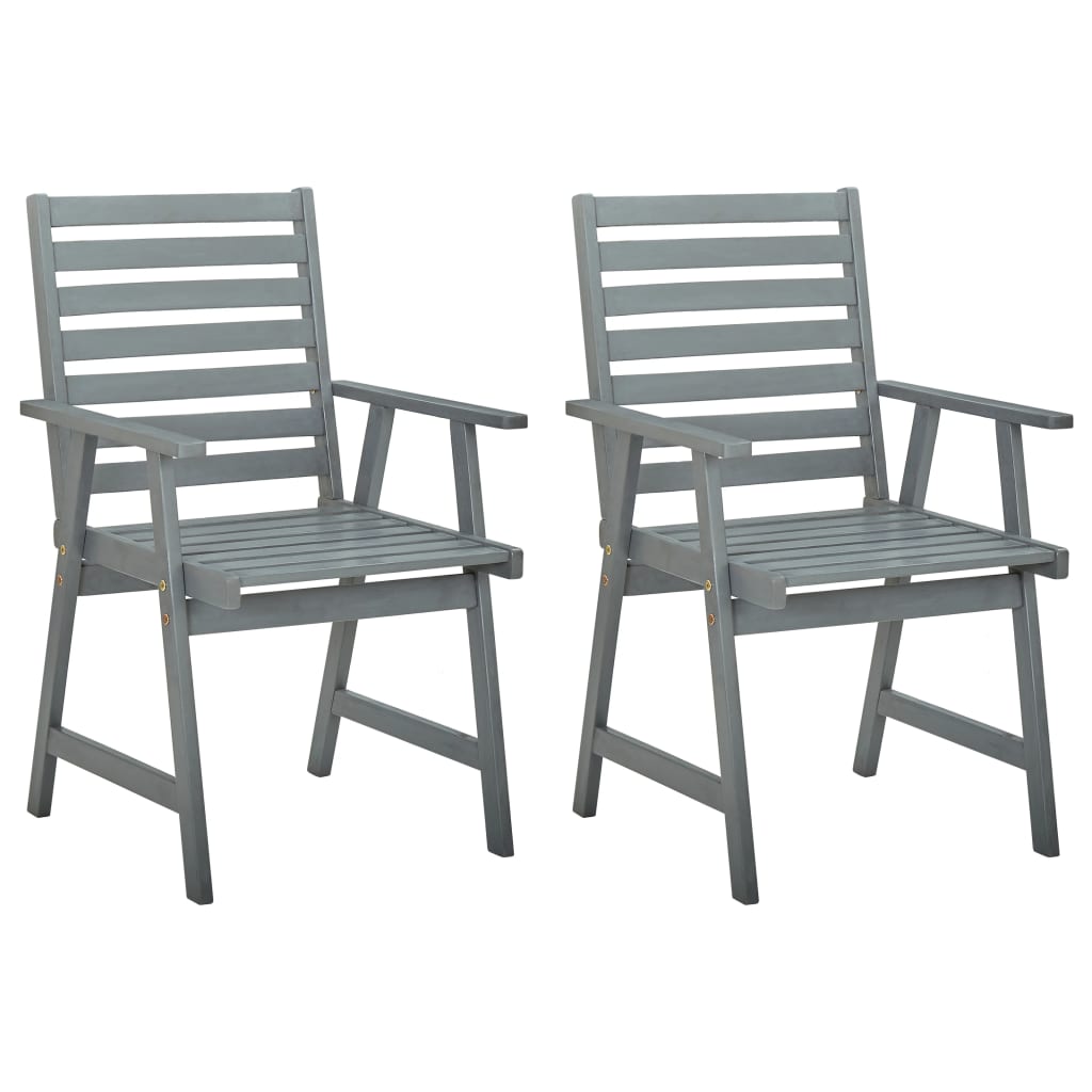 Set de 2 scaune de exterior vidaXL, Lemn de acacia, 56 x 62 x 92 cm, Gri