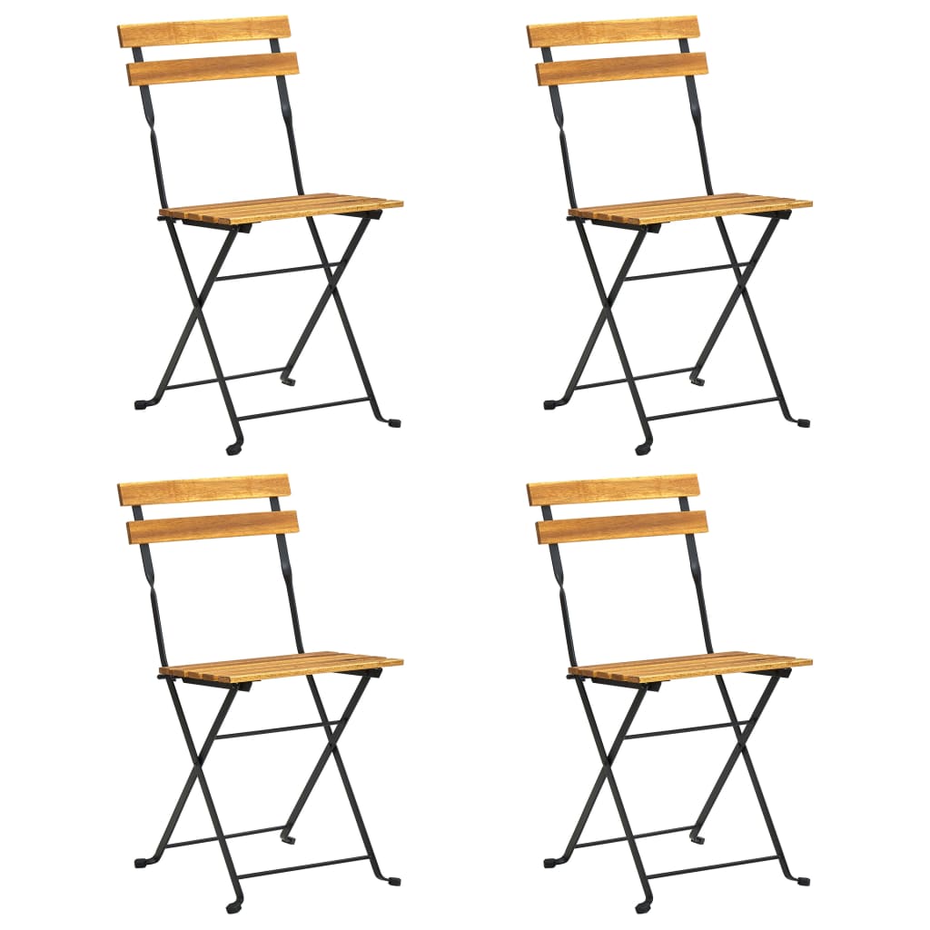 Set de 4 scaune de gradina bistro, vidaXL, Lemn de acacia, 40 x 39 x 79 cm, Maro