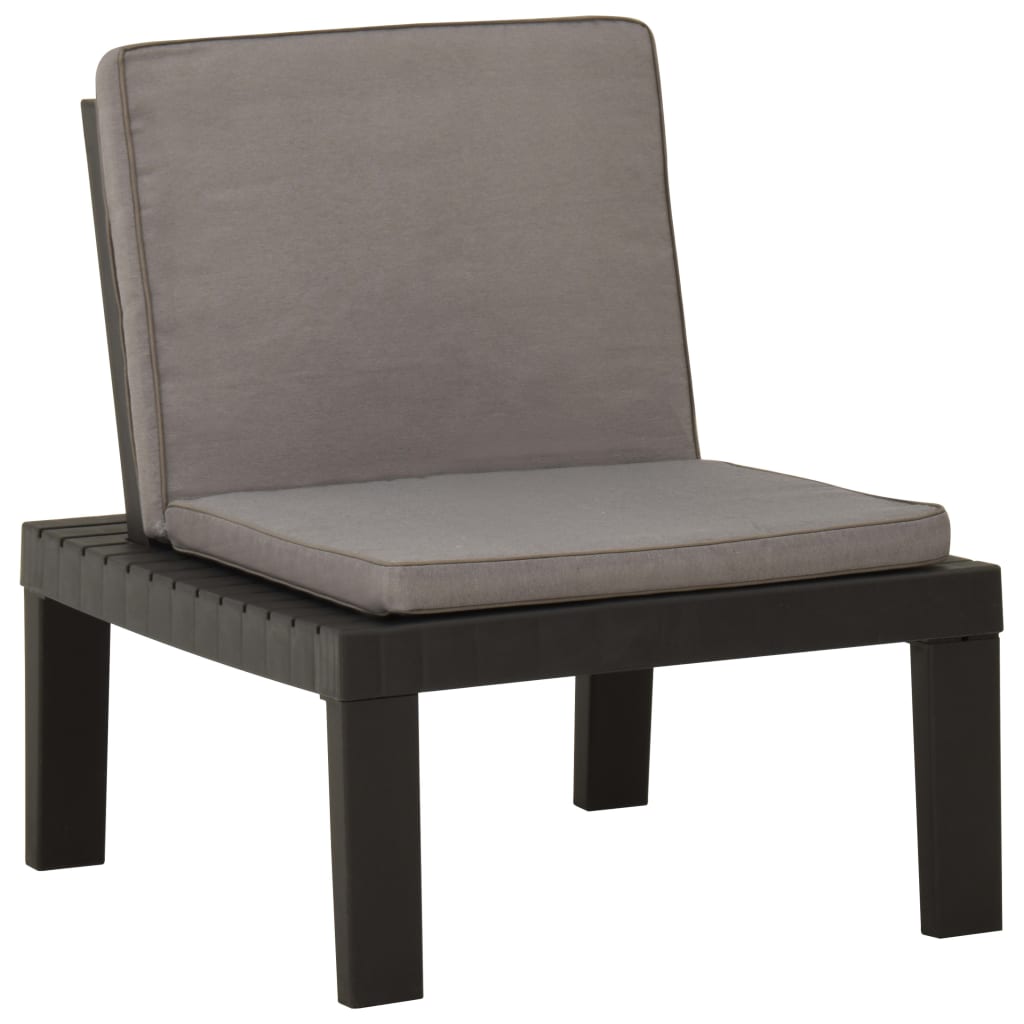 Scaun din plastic de gradina cu perna, vidaXL, Plastic, 65 x 65 x 70 cm, Gri