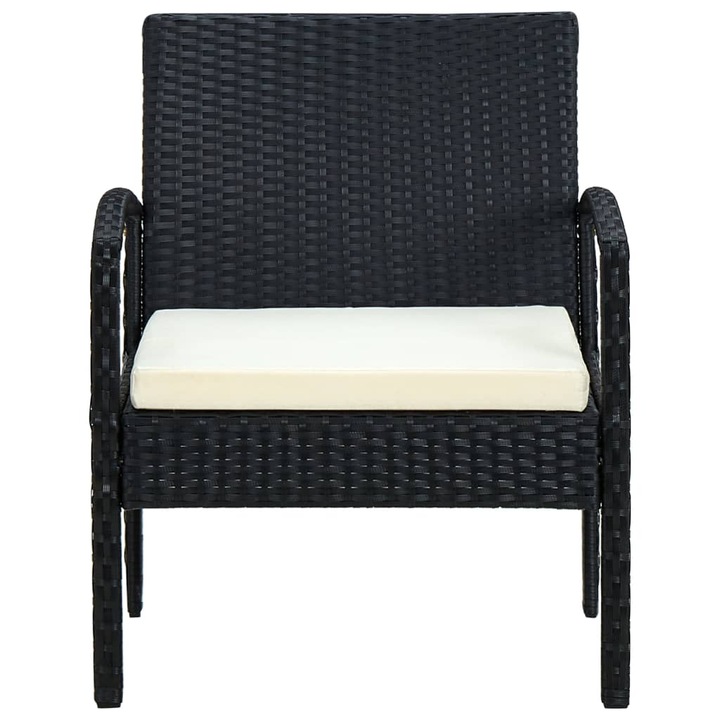 Scaun de gradina Universal si Frumos cu perna, negru, poliratan - FurnitureRomania - PRO3863