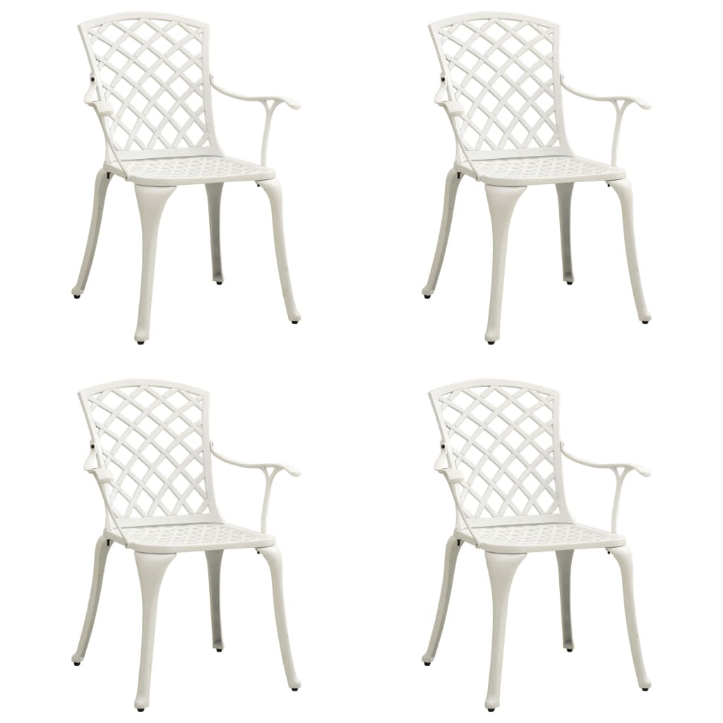 Set de 4 scaune de gradina, vidaXL, Aluminiu, 61 x 60 x 93 cm, Alb