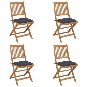 Set Scaune gradina pliabile cu perne, 4 buc maro/antracit lemn masiv de acacia 3064686 48,5 x 57 x 91 cm Set Scaune gradina pliabile cu perne, 4 buc maro/antracit lemn masiv de acacia 3064686 48,5 x 57 x 91 cm