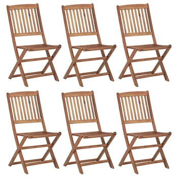 Set de 6 scaune pliabile de gradina vidaXL, Lemn de acacia, 48.5 x 57.5 x 91 cm, Maro Set de 6 scaune pliabile de gradina vidaXL, Lemn de acacia, 48.5 x 57.5 x 91 cm, Maro