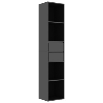 Biblioteca cu 2 sertare, vidaXL, PAL extralucios, 36 x 30 x 171 cm, Negru Biblioteca cu 2 sertare, vidaXL, PAL extralucios, 36 x 30 x 171 cm, Negru