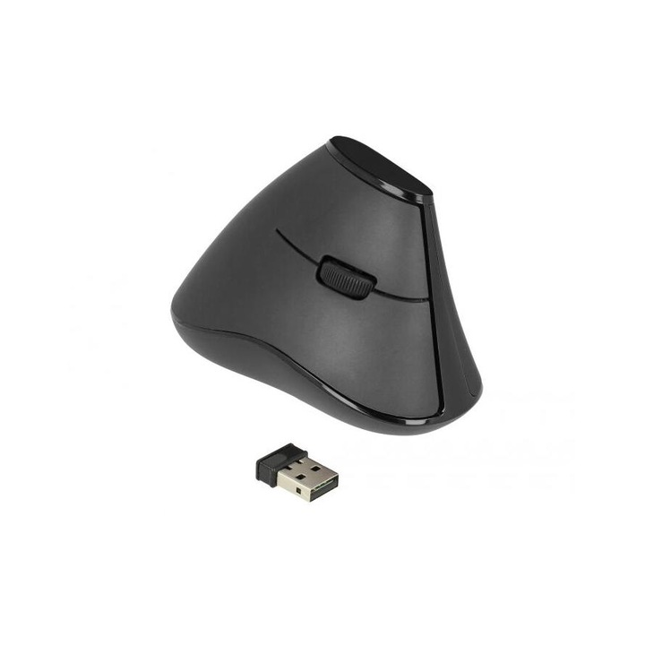 Mouse, Delock, Ergonomic, Vertical, 2,4 GHz, Wireless, Silentios
