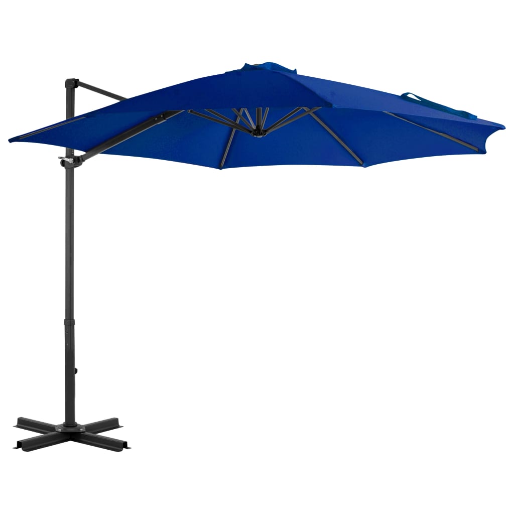 Umbrela de exterior suspendata cu stalp din aluminiu vidaXL, 300 x 238 cm, Albastru