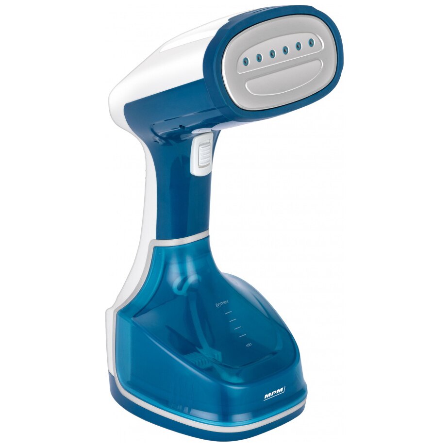 Fier de calcat vertical MZP-02 MPM, 1200 W, Utilizare rezidentiala, Mod ECO, Dezinfecteaza, 250 ml, Albastru/Alb
