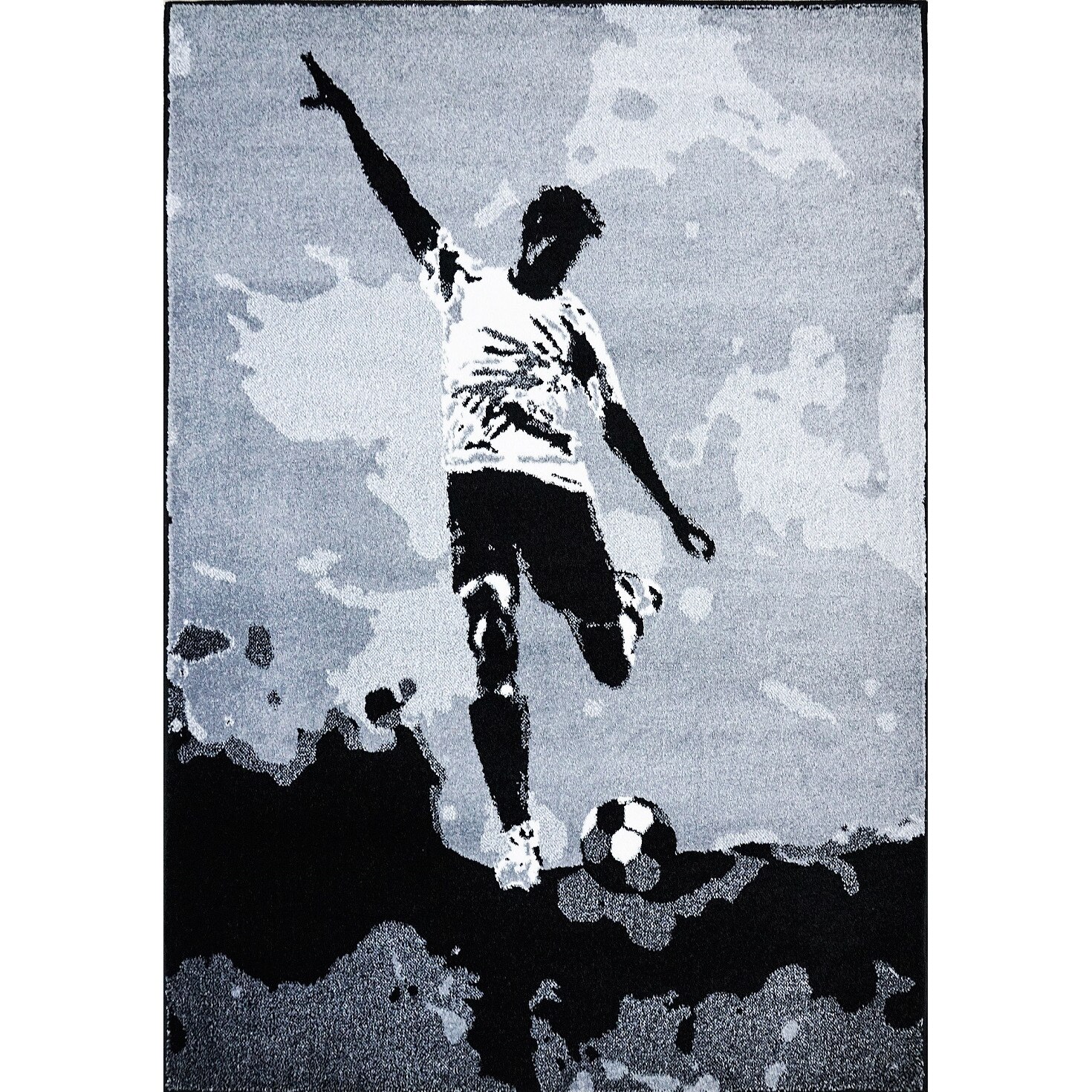 Covor Modern, Kolibri Fotbalist, 11132-190, Negru/Gri, 160x230 cm, 2200 gr/mp