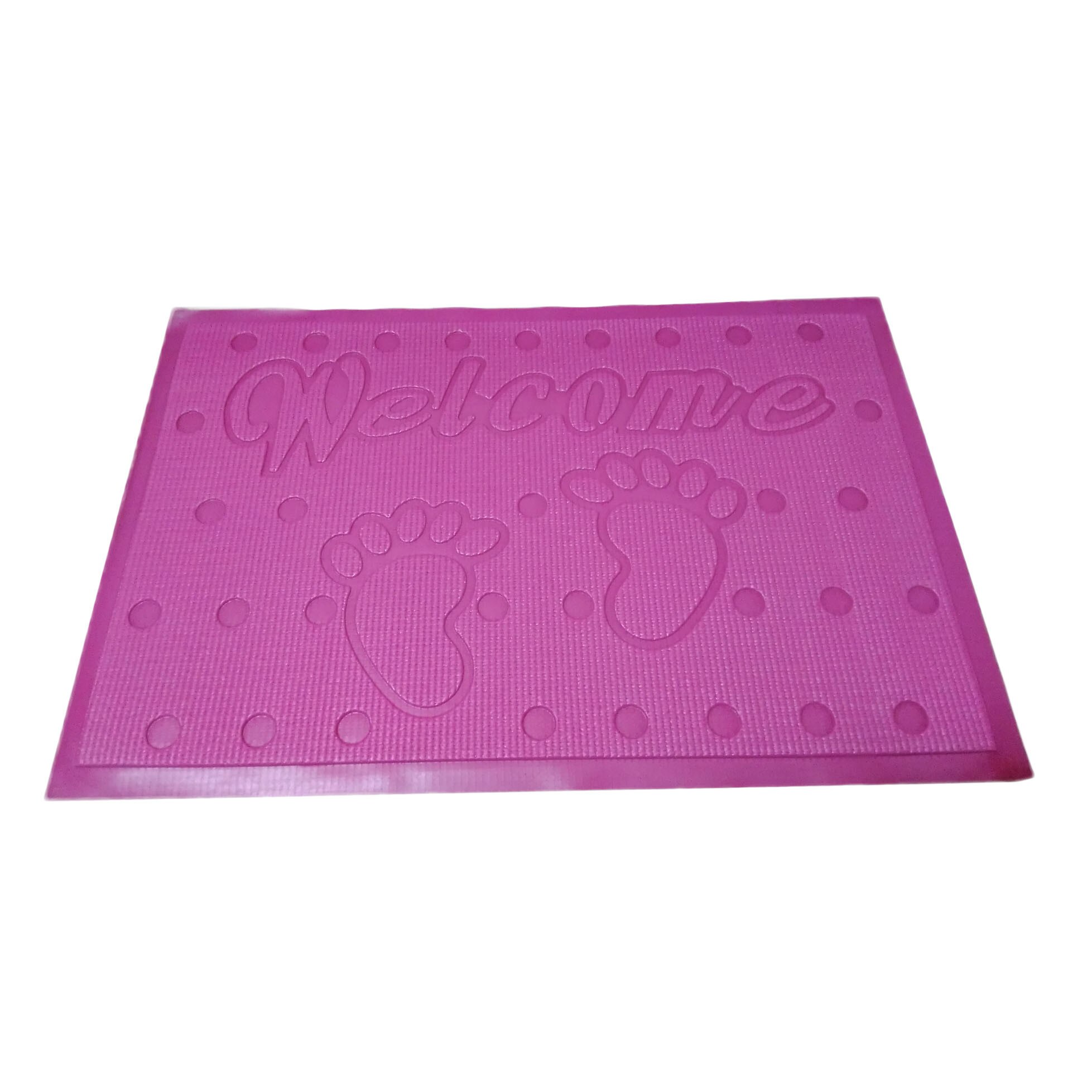 Covoras poliester pentru terasa , aspect vinil, antiderapant, 60x40cm, model roz aprins, 200g