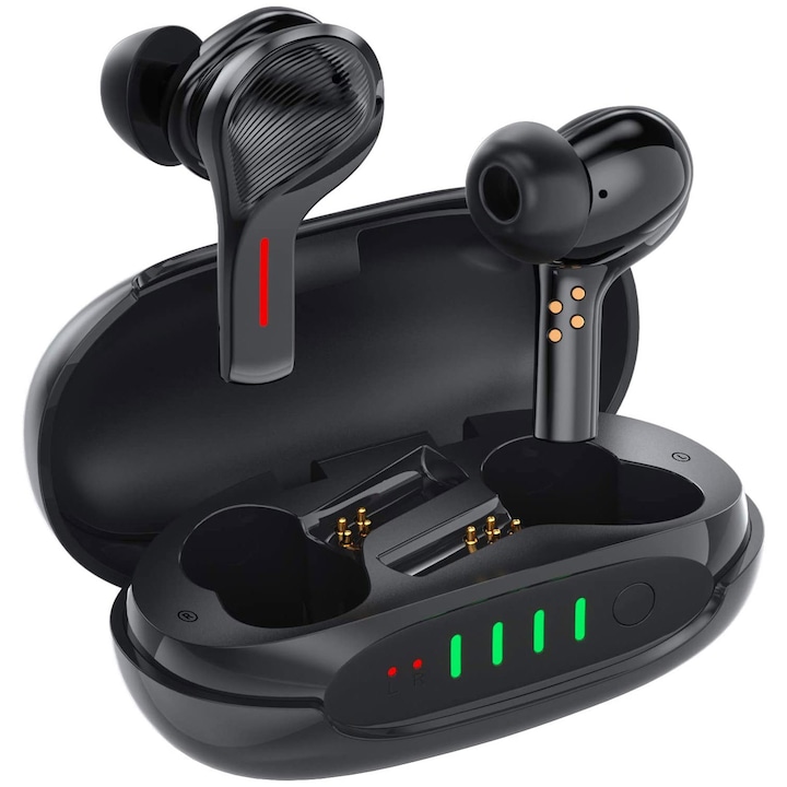 Casti Bluetooth 5.2 cu conductie osoasa BL13, distanta de transmisie de 10 m, durata de viata a bateriei de 13 ore, baterie de 180 mAh, mod optional Bluetooth sau MP3 cu card plug-in, roz