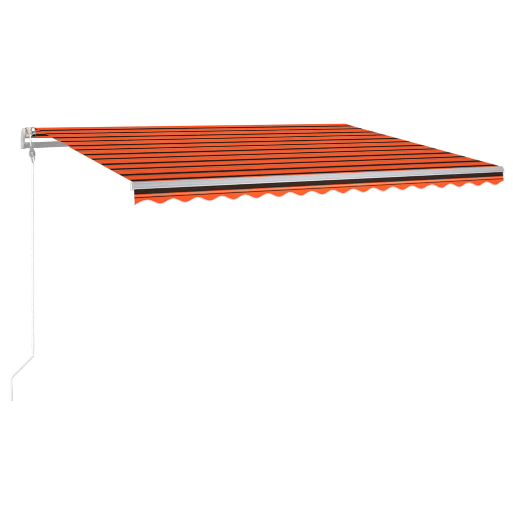 Copertina retractabila automat cu senzor vant si LED, vidaXL, Aluminiu-poliester, 450 x 300 cm, Portocaliu/Maro