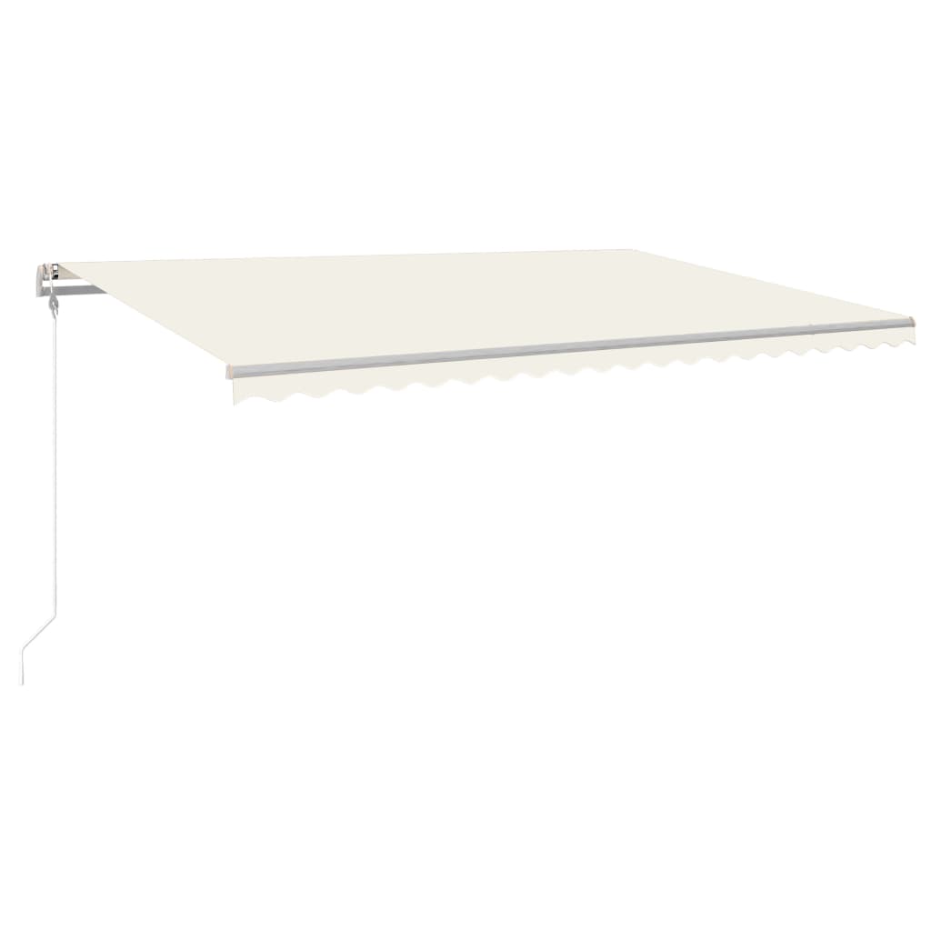 Copertina retractabila automat cu LED si senzor vant, vidaXL, Aluminiu-poliester, 500 x 350 cm, Crem