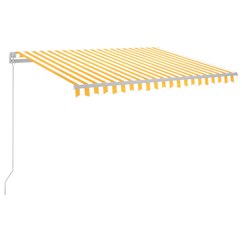 Copertina retractabila manual cu LED vidaXL, Aluminiu, 350 x 250 cm, Galben/Alb