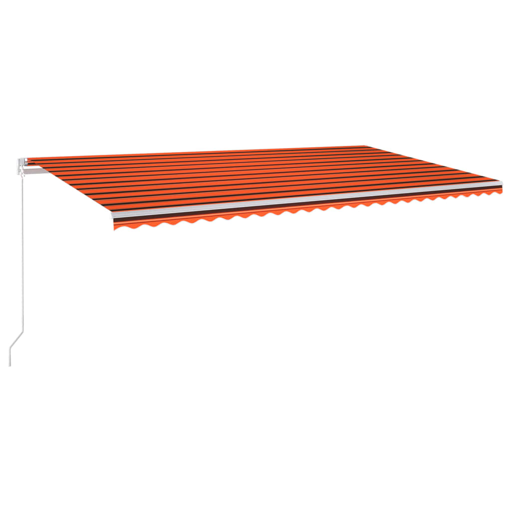 Copertina retractabila manual cu LED, vidaXL, Aluminiu-poliester, 600 x 300 cm, Portocaliu-Maro