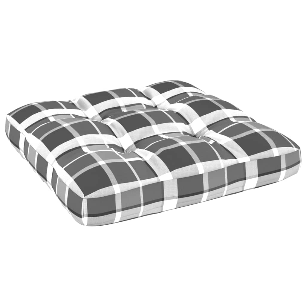Perna decorativa de sezut pentru canapea din paleti cu model carouri, vidaXL, Tesatura, 70 x 70 x 12 cm, Gri/Alb