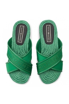 Papuci de casa Tommy Hilfiger, Piele ecologica, Verde, 37 Papuci de casa Tommy Hilfiger, Piele ecologica, Verde, 37