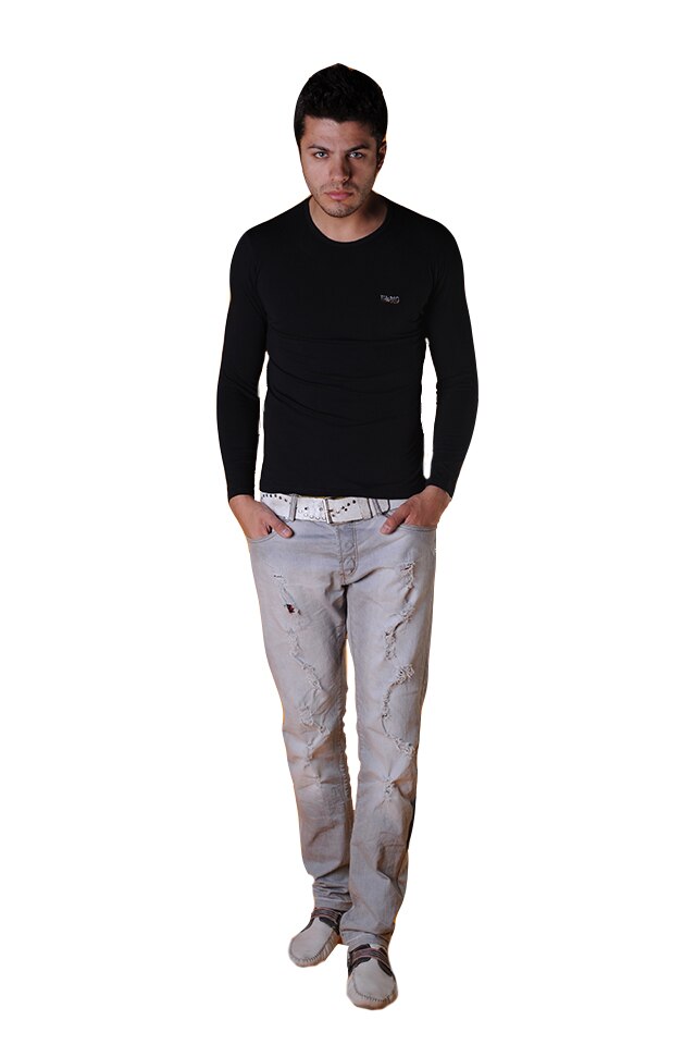 Tricou corp barbati cu maneca lunga, Tuareg, Model 9, Negru