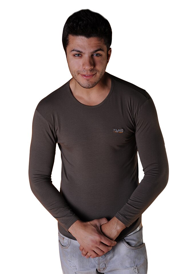 Tricou corp barbati cu maneca lunga, Tuareg, Model 9, Kaki
