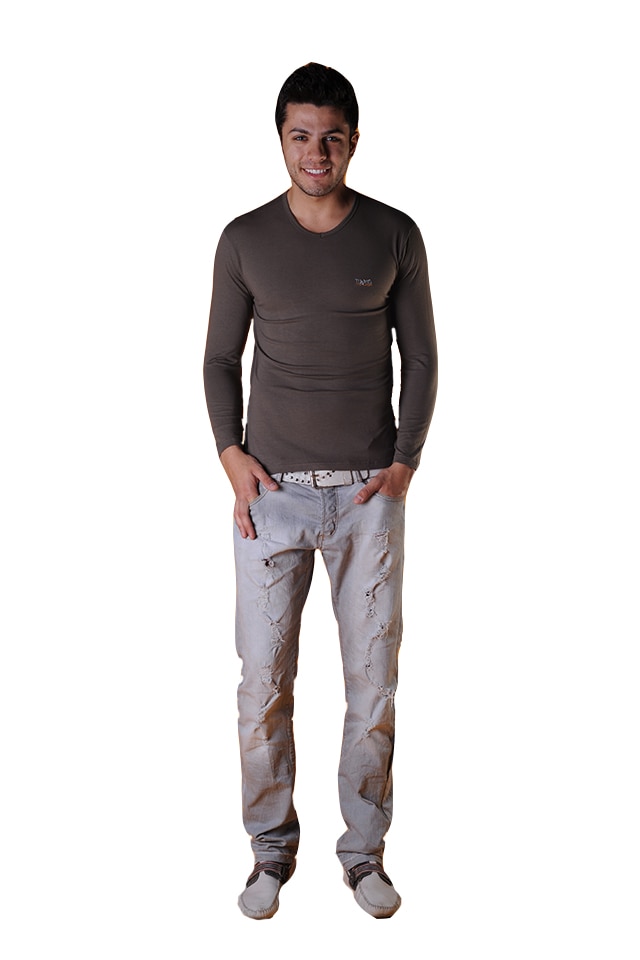 Tricou corp barbati cu maneca lunga, Tuareg, Model 10, Kaki