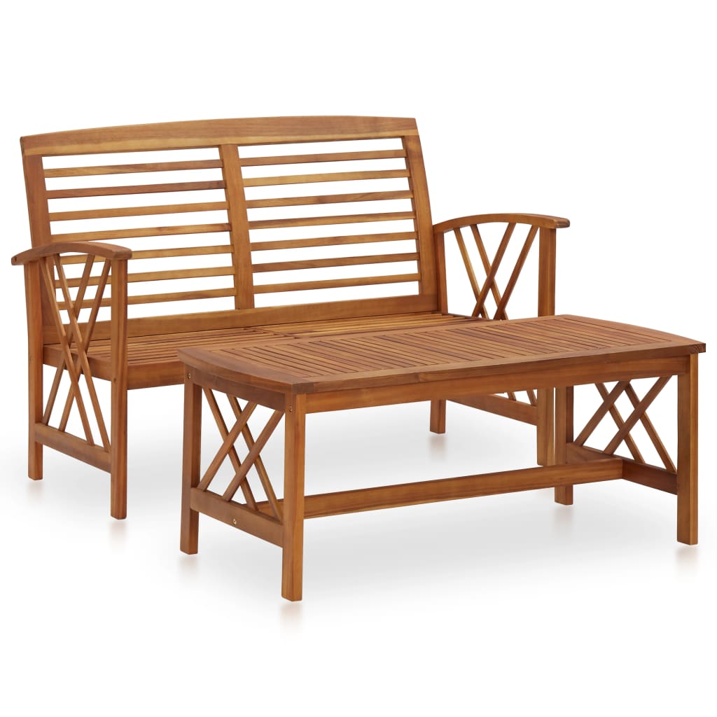 Set mobilier de gradina din 2 piese, vidaXL, Lemn, Maro