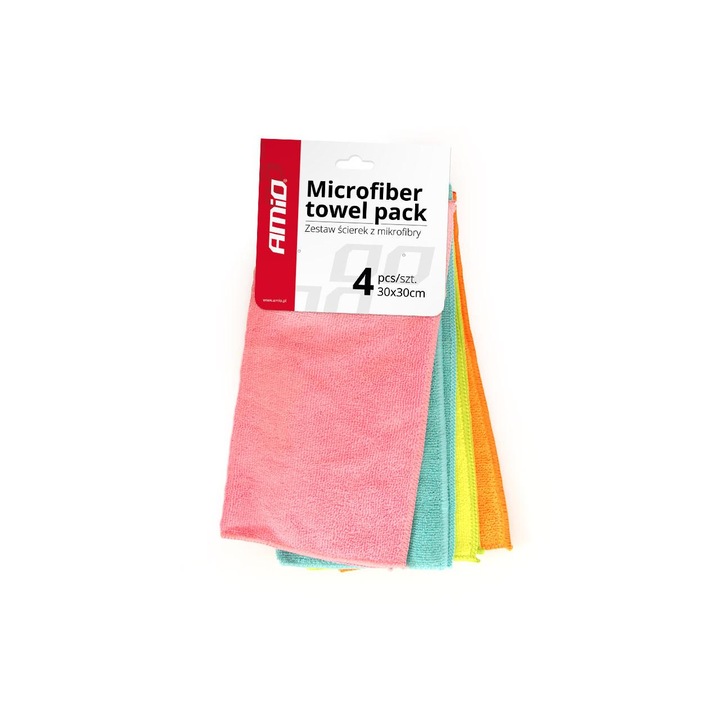 Set 4 lavete microfibra universale, 30x30cm, multicolor, 01046 Amio